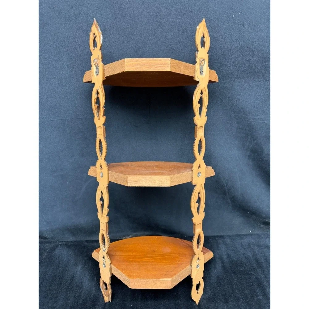 Vintage Sexton 3 Tier Corner Wall Mount Shelf Filagree Cottage Core 20